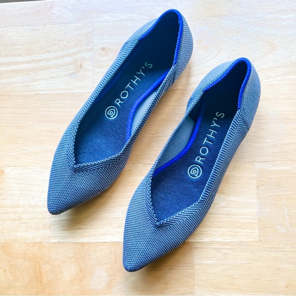 Rothy’s The Point flats Cloud Grey Birdseye 7 Great Condition